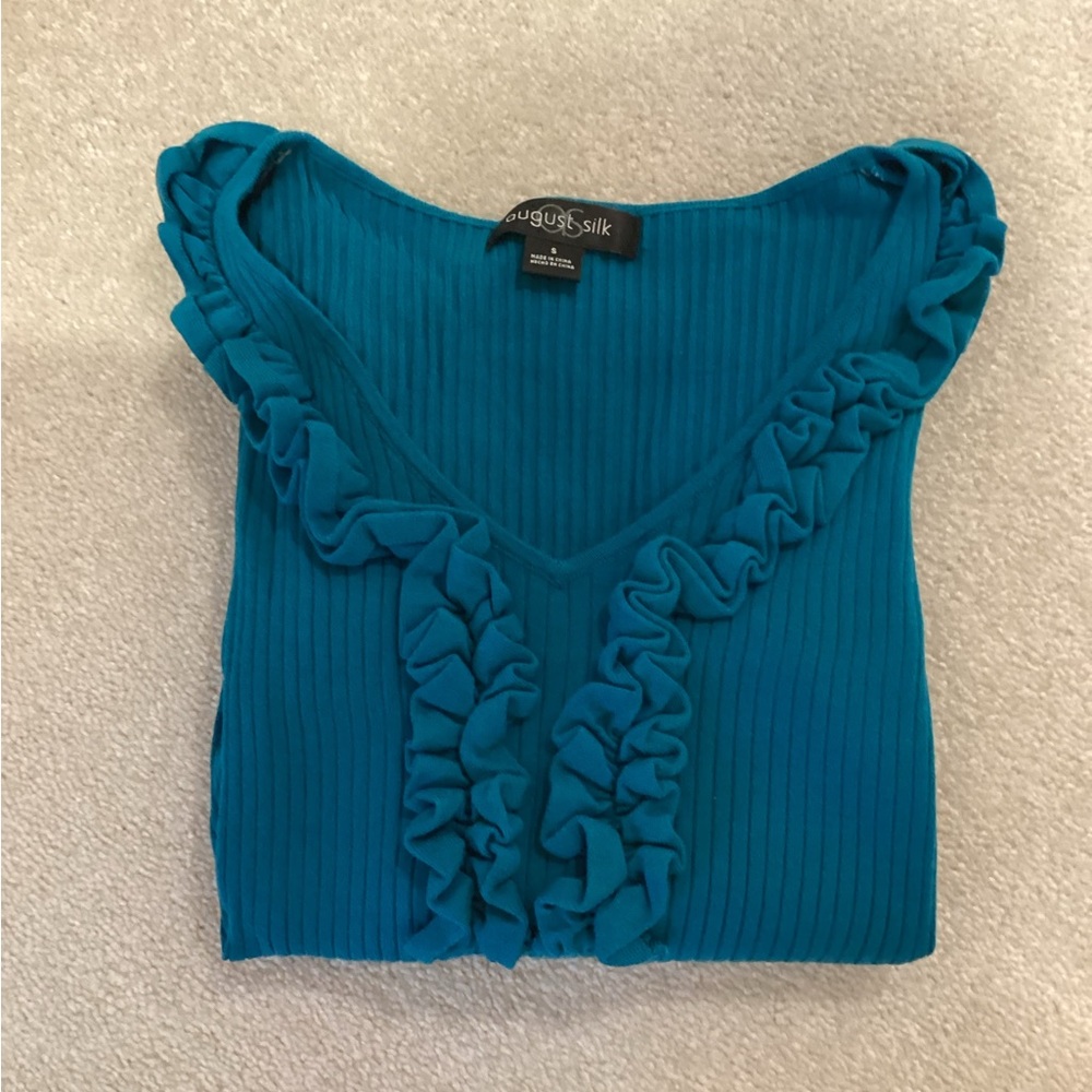 Women's Blue Ruffled Top